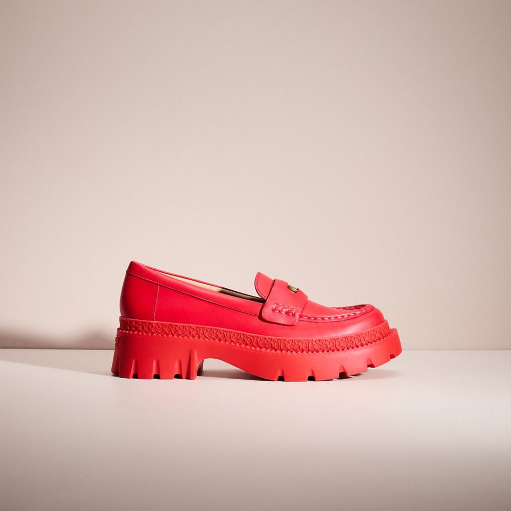 COACH®,RESTORED LUG SOLE LOAFER,Lipstick,Front View