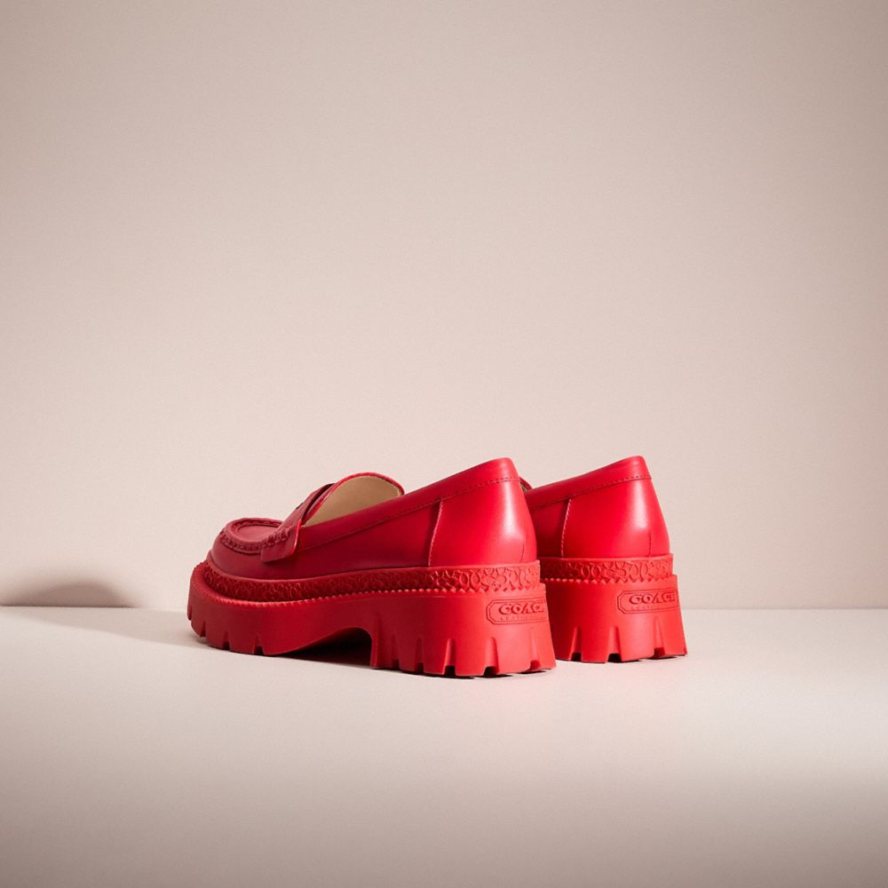 COACH®,RESTORED LUG SOLE LOAFER,Lipstick,Back View