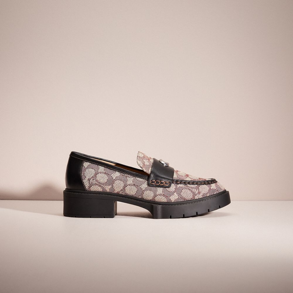 COACH®,RESTORED LEAH LOAFER IN SIGNATURE JACQUARD,Cocoa/Black,Front View