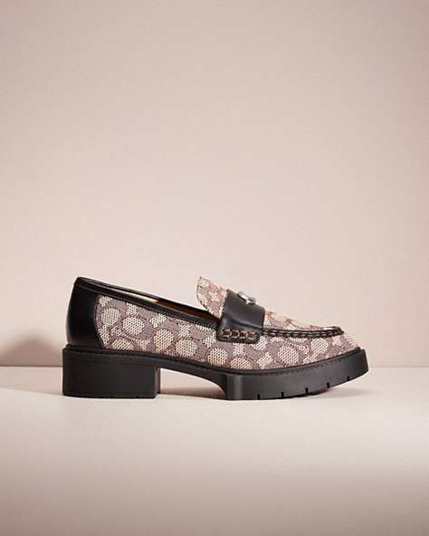 COACH®,RESTORED LEAH LOAFER IN SIGNATURE JACQUARD,Cocoa/Black,Front View