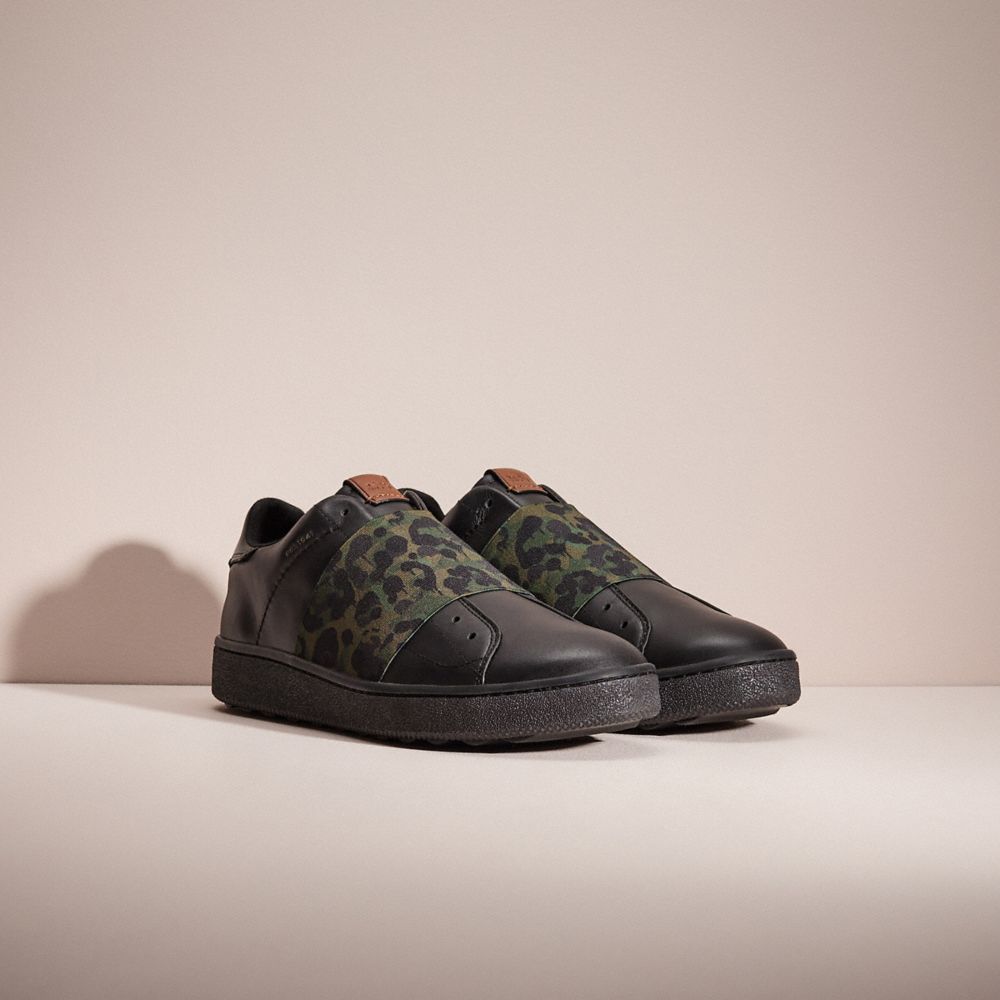 COACH®,RESTORED C101 BANDED STRAP SNEAKER WITH CAMO PRINT,Wild Beast,Angle View