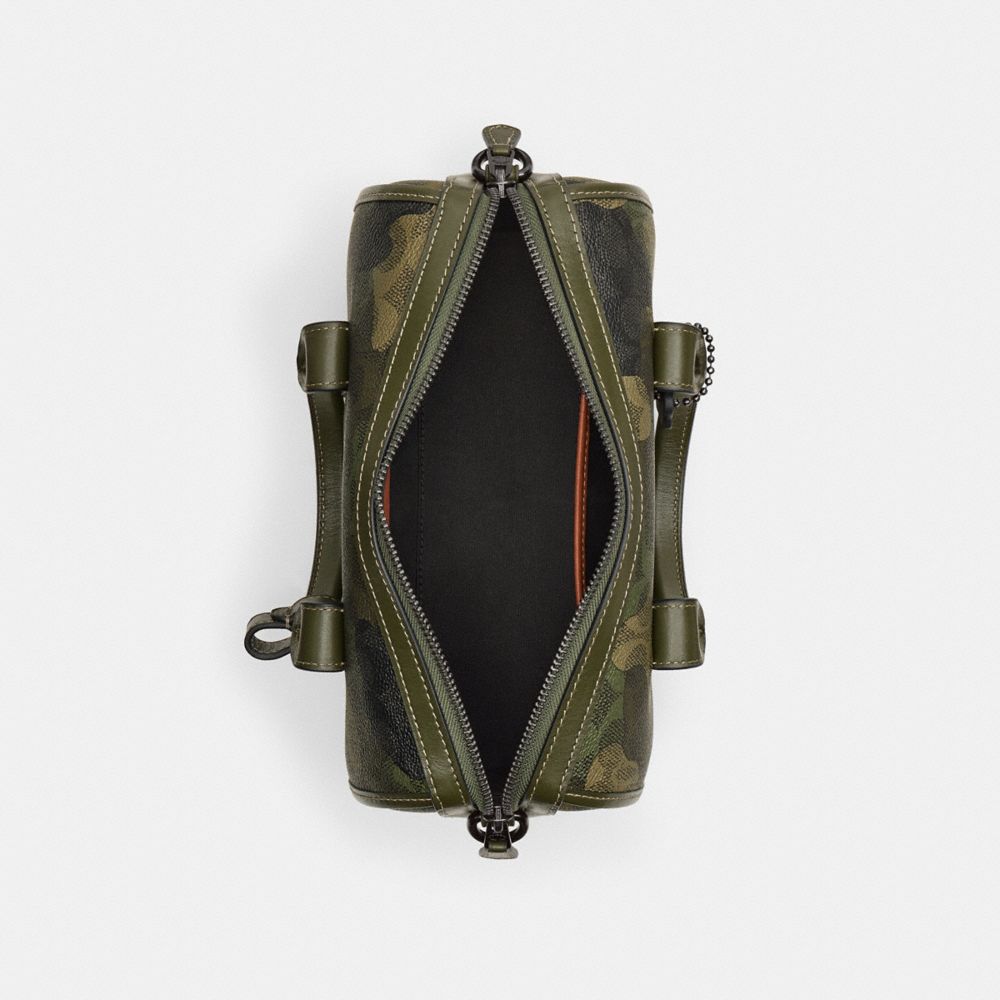 COACH®,Gotham Duffle Bag 24 In Signature Camo Print,Canvas,Leather,Bowler Bag,Embossed,Logo,Casual,Olive,Inside View,Top View