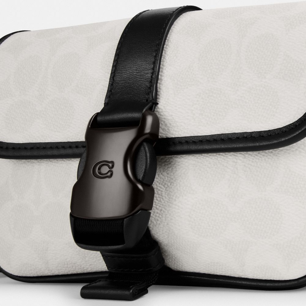 COACH®,League Crossbody Bag 19 In Signature Canvas,Canvas,Calfskin Leather,Crossbody,Logo,Casual,,Closer View