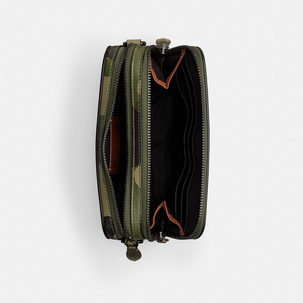 Coach Charter Crossbody 19 With Camo Print And  Graphic In Green/black