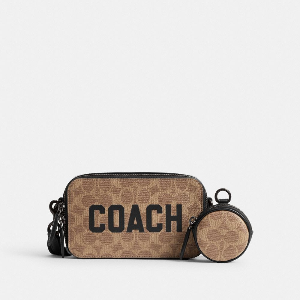 COACH®,Charter Slim Crossbody Bag In Signature Canvas With Coach Graphic,,Front View