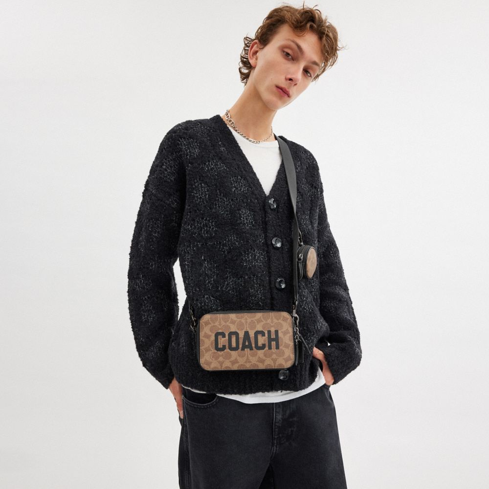 COACH®,Charter Slim Crossbody Bag In Signature Canvas With Coach Graphic,,Detail View