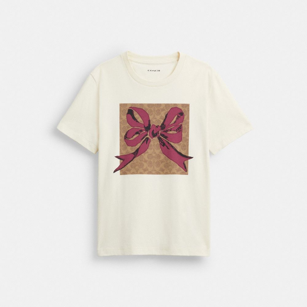 COACH®,Signature Square Bow T Shirt,,Front View