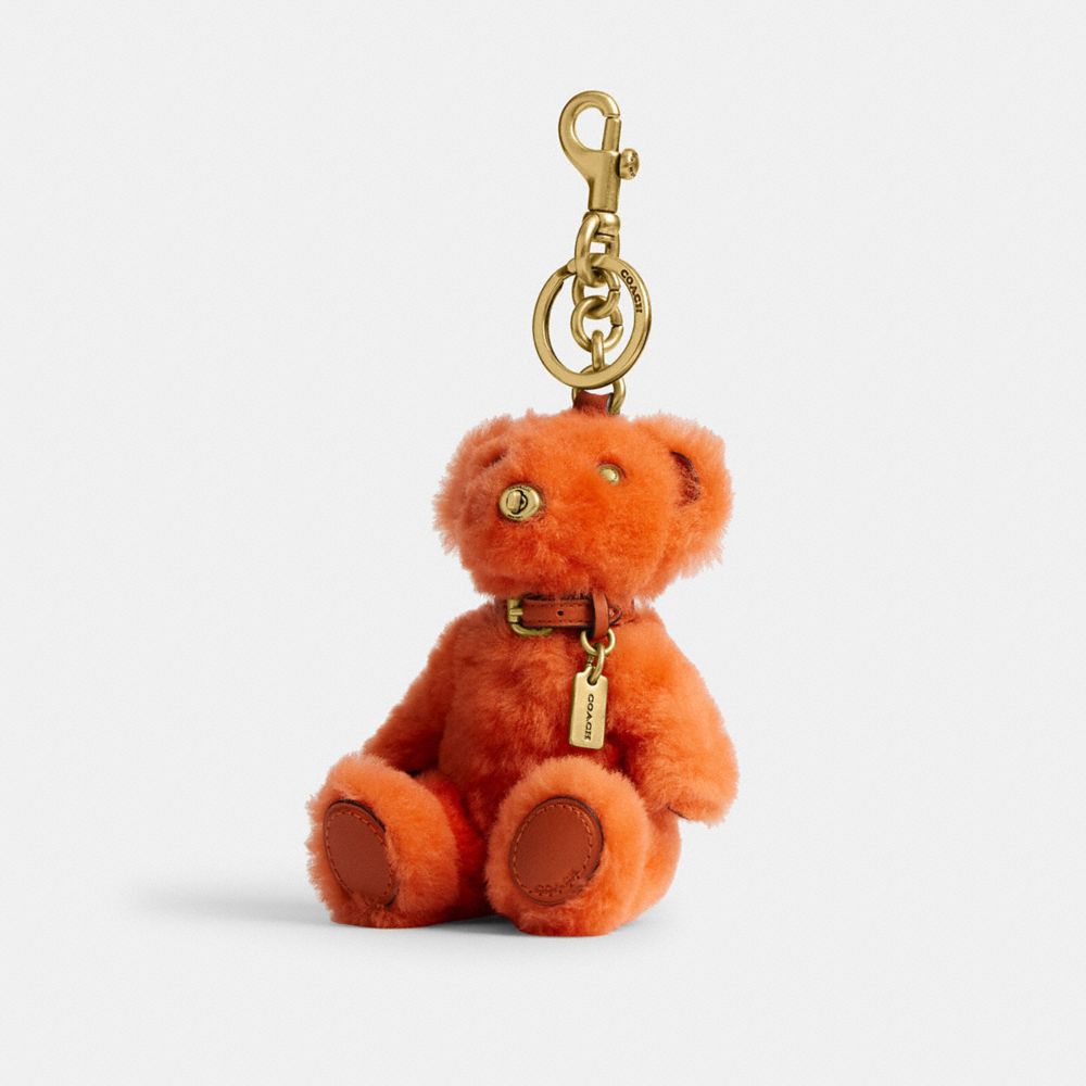 COACH®,Bear Bag Charm In Shearling,,Front View