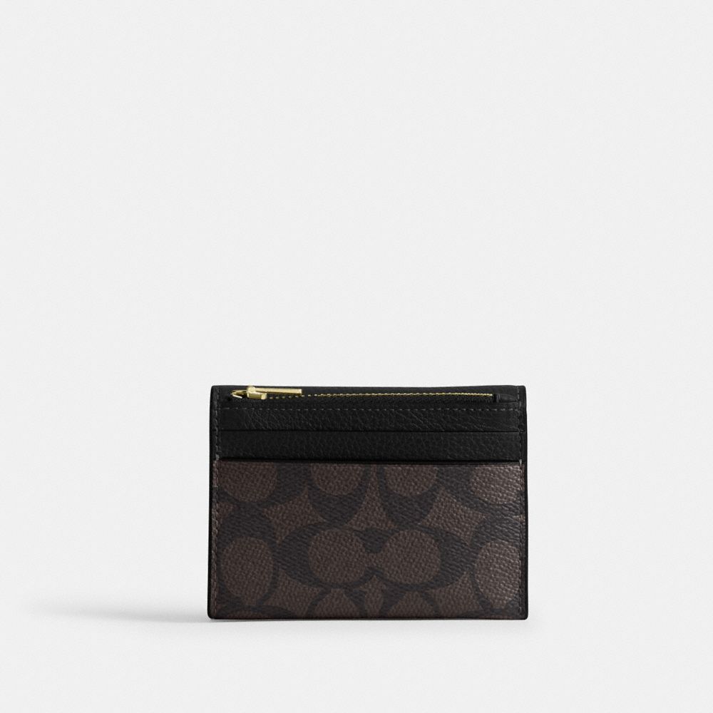 COACH®,カード ホルダー ウォレット・シグネチャー キャンバス,ミニ財布(二つ折り&三つ折り),ｳｫﾙﾅｯﾄ/ﾌﾞﾗｯｸ