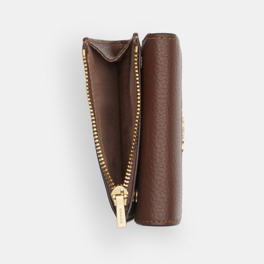 COACH®,Card Holder Wallet In Signature Canvas,Canvas,Leather,Card Case,Metal,Logo,Casual,Brown,Interior View