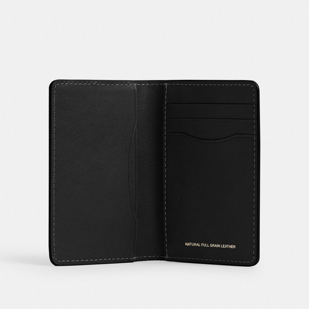 COACH®,Card Wallet,Leather,Bi Fold,Logo,Casual,Black,Inside View,Top View
