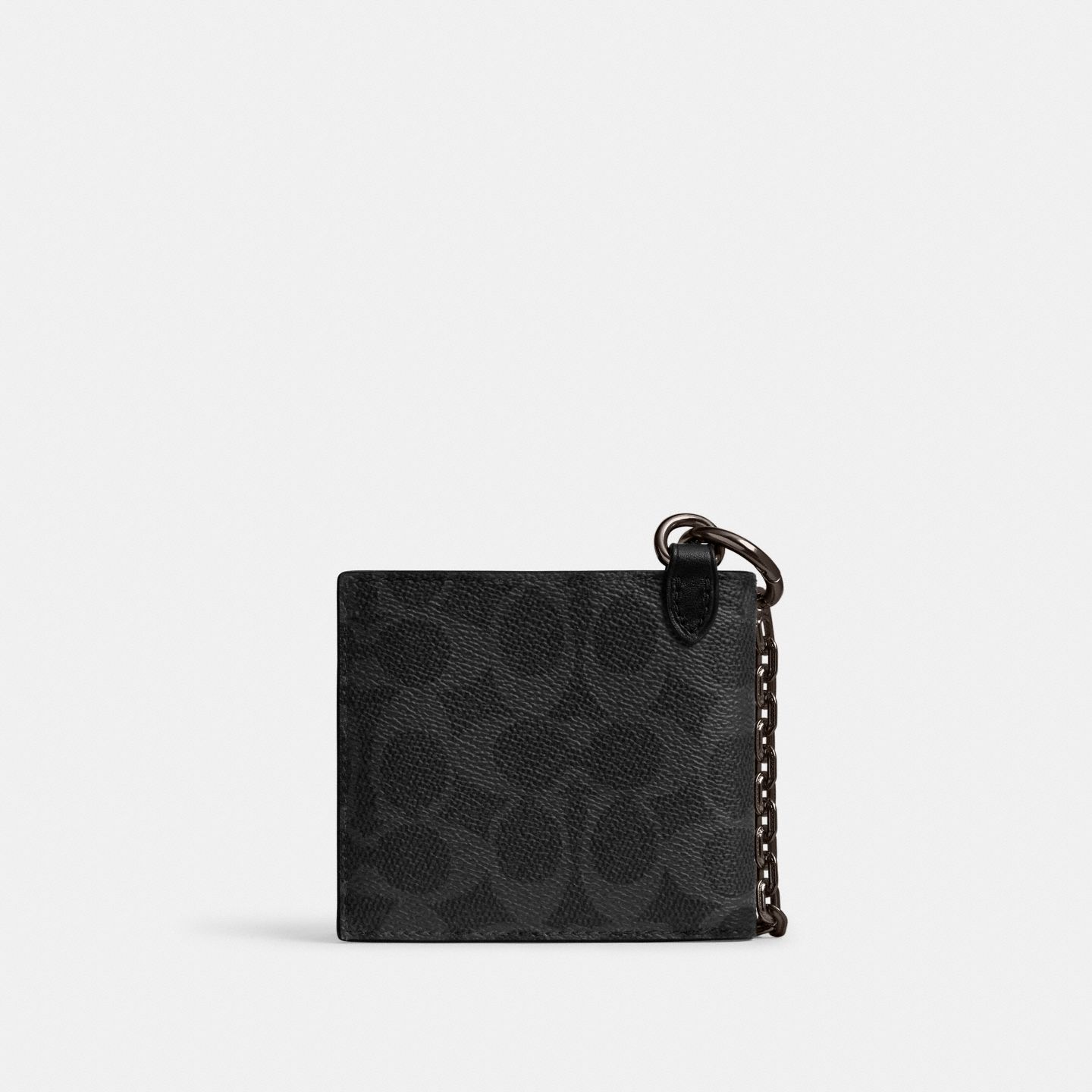 Мужской кошелёк Coach Billfold With Chain In Signature Canvas, цвет: Чёрный — фото 2