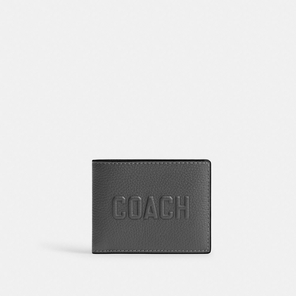 COACH®,Slim Billfold Wallet With Coach Graphic,Leather,Bi Fold,Casual,Black,Front View