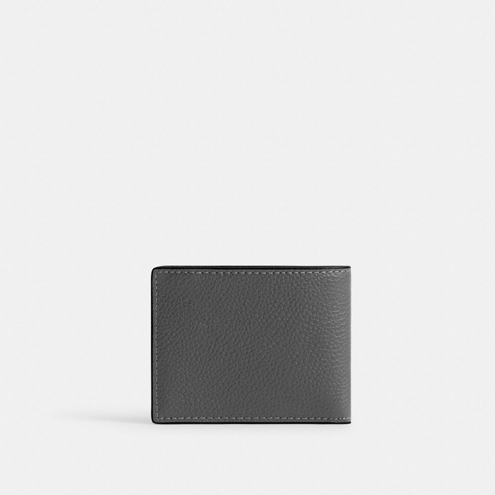 Coach Slim Billfold Wallet With  Graphic In Charcoal
