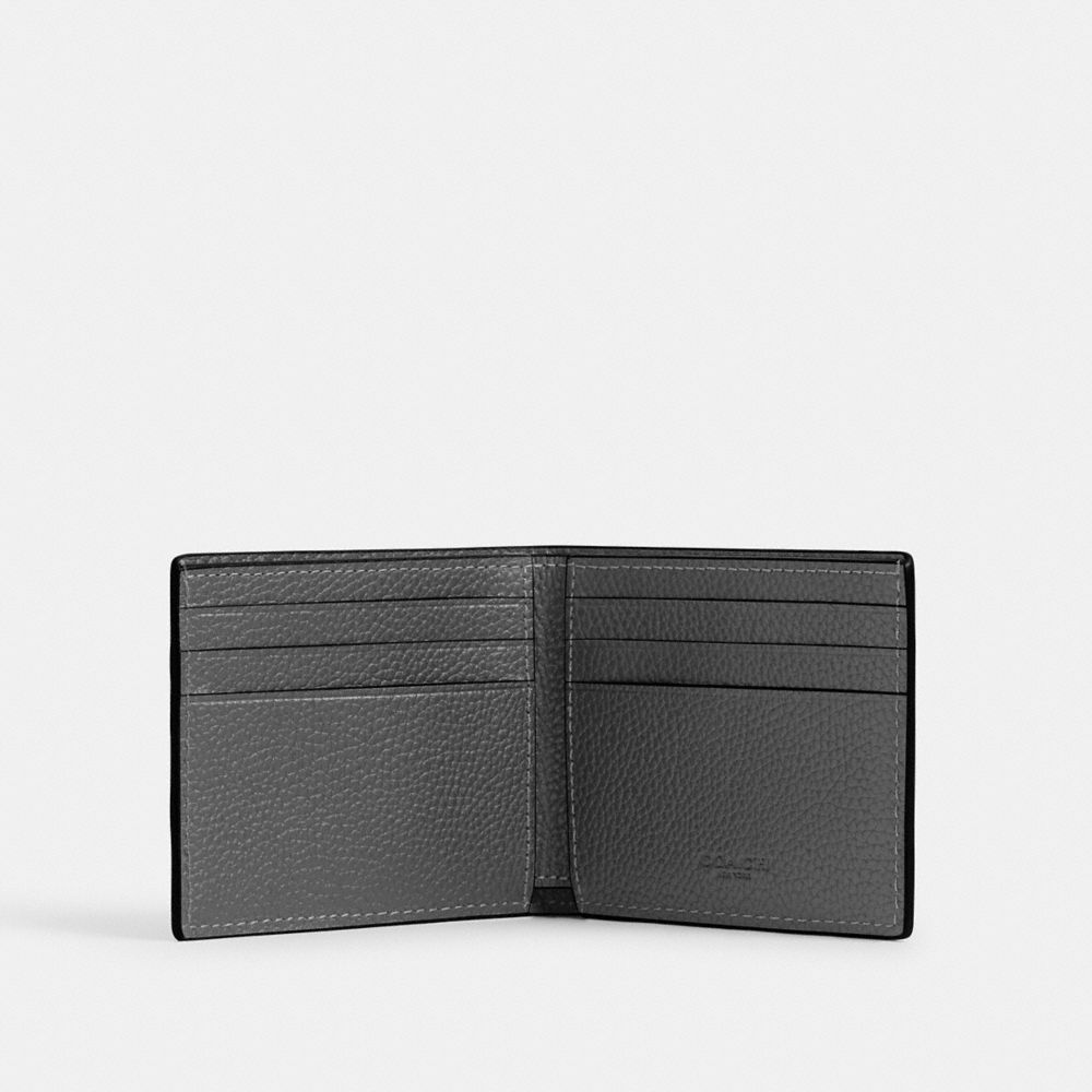 Coach Slim Billfold Wallet With  Graphic In Charcoal