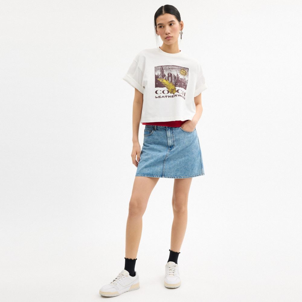 COACH®,Collage Graphic Cropped T Shirt In Organic Cotton,,Scale View