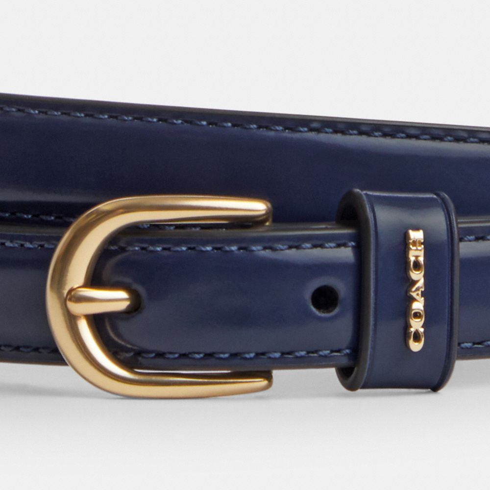 COACH®,CEINTURE À BOUCLE CLASSIQUE – 18 MM,Or/Bleu marine véritable