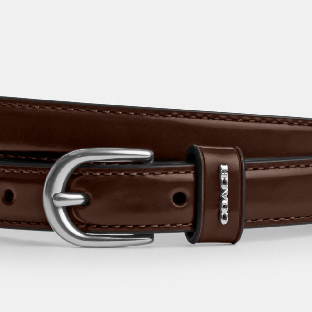 COACH®,Classic Buckle Belt, 18 Mm,Calfskin Leather,Standard,Logo,Metal,Work,Brown