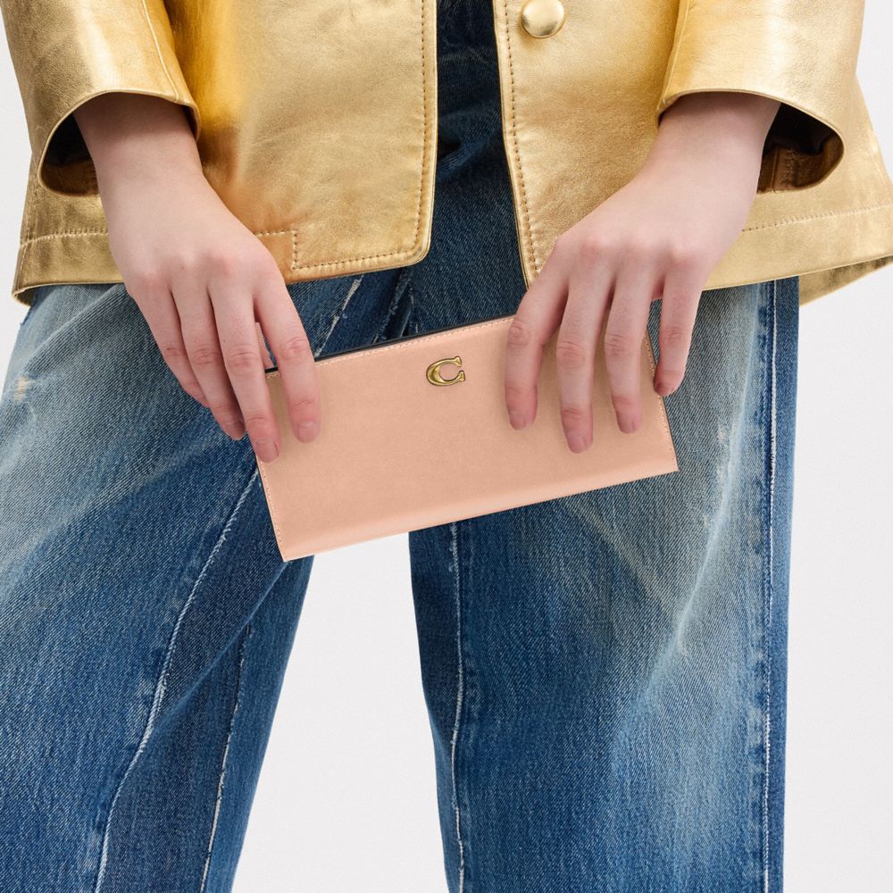 COACH®,Essential Slim Wallet,Calfskin Leather,Continental,Bi Fold,Logo,Metal,Casual,,Detail View