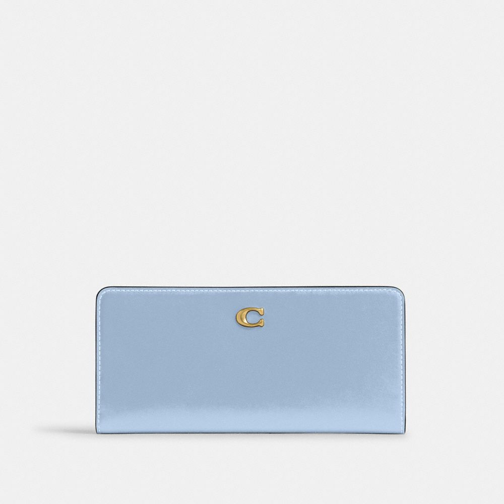 COACH®,エッセンシャル スキニー ウォレット,長財布,ﾌﾞﾗｽ/ﾌﾞﾙｰﾍﾞﾙ