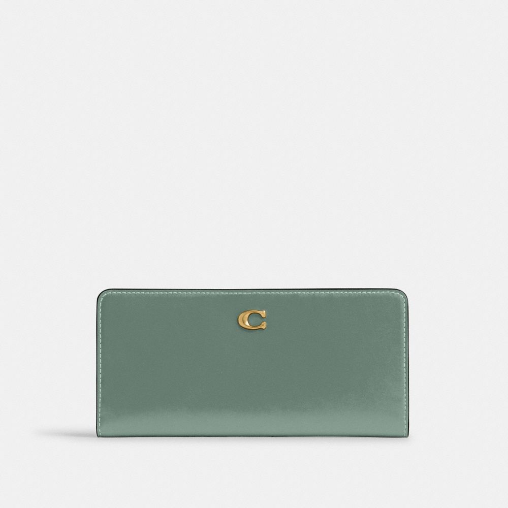 COACH®,Essential Slim Wallet,Calfskin Leather,Continental,Bi Fold,Metal,Logo,Casual,,Front View