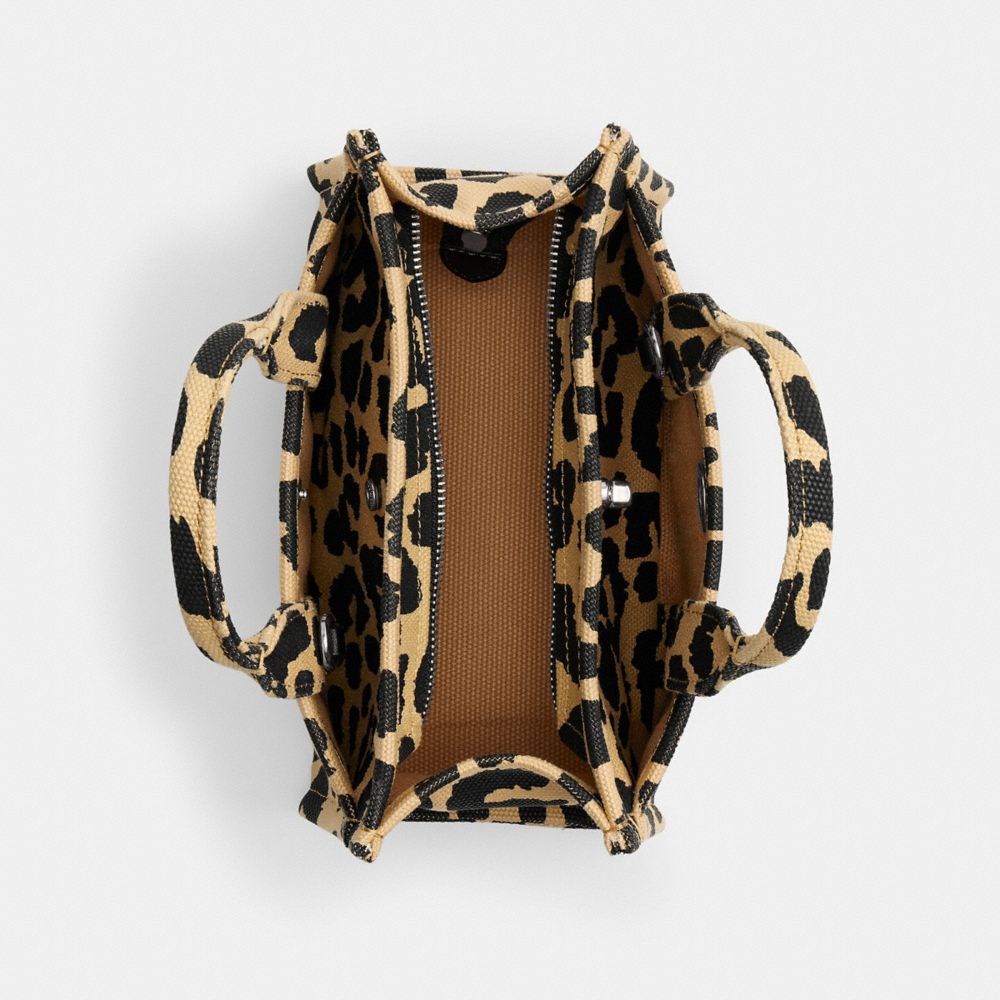 COACH®,Cargo Tote Bag 20 With Leopard Print,Cotton,Crossbody,Adjustable,Silver Metal,Casual,Multi Color,Inside View,Top View