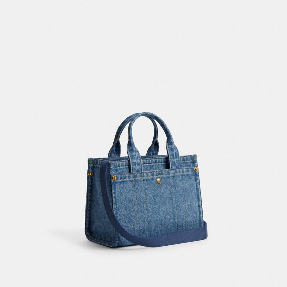 COACH®,Cargo Tote Bag 20,Cotton,Crossbody,Embroidered,Sustainable,Brass,Casual,Blue,Angle View