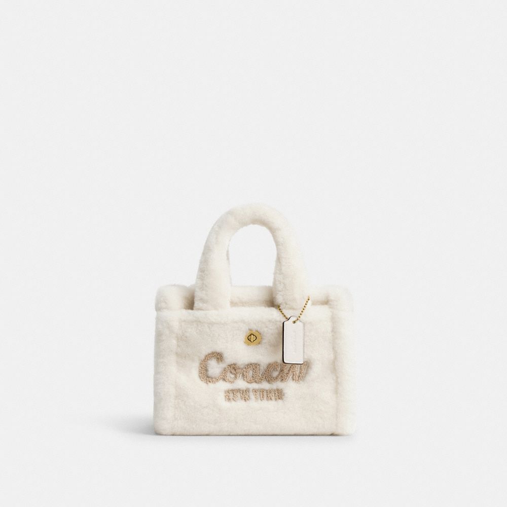 COACH®,Cargo Tote Bag 20 In Shearling,Shearling,Crossbody,Brass,Casual,,Front View image number 0