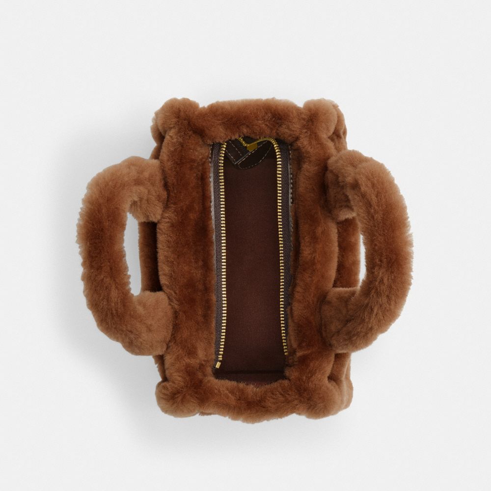 COACH®,Cargo Tote Bag 20 In Shearling,Shearling,Crossbody,Brass,Casual,Brown,Inside View,Top View