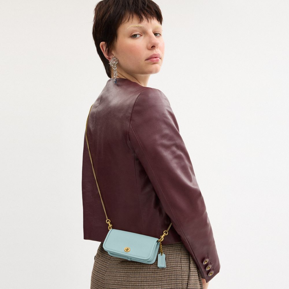 COACH®,Dinky Bag 14,Crossbody,Metal,Logo,Brass,Day Party,Blue