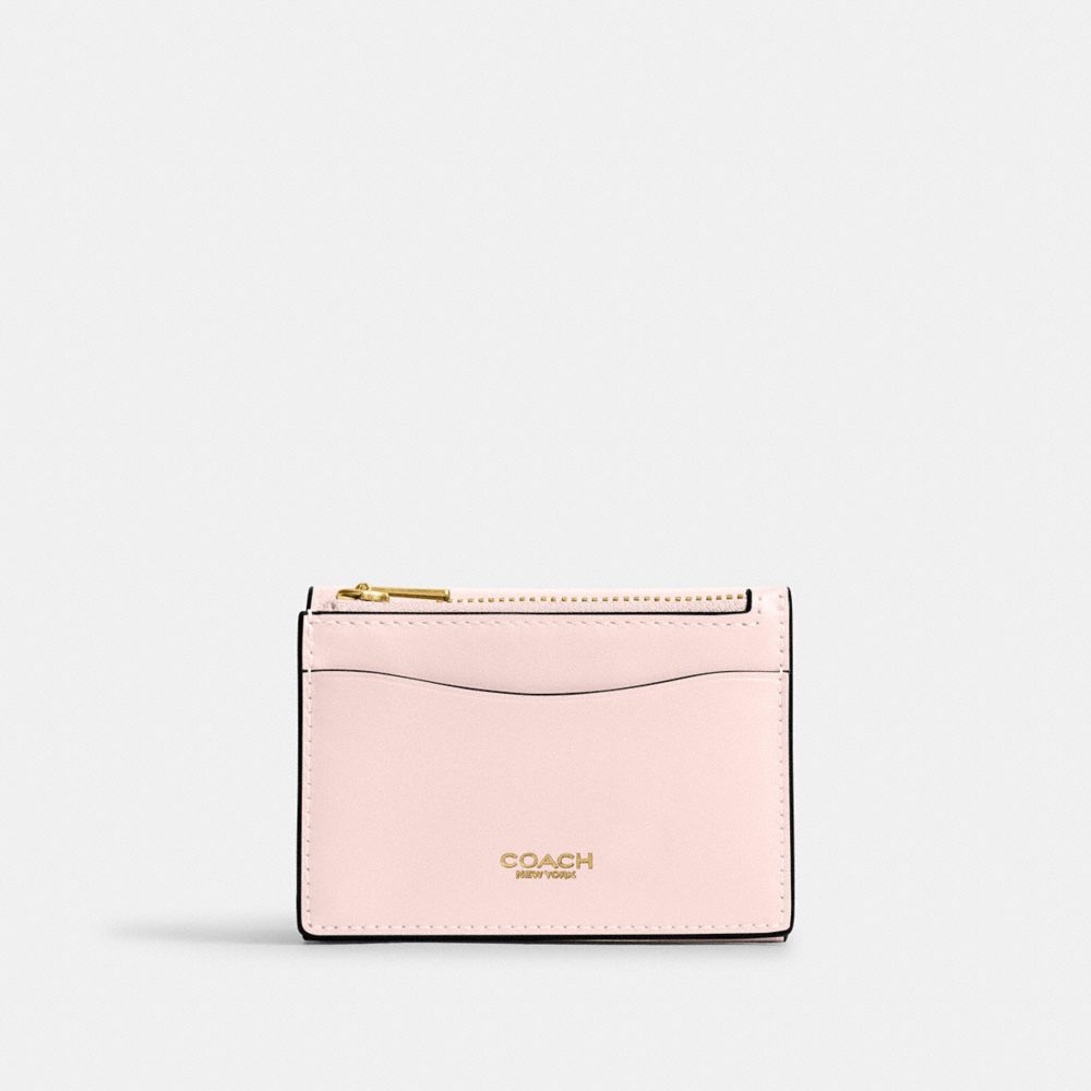 COACH®,Essential Card Holder Wallet,Calfskin Leather,Card Case,Metal,Logo,Casual,Pink,Back View