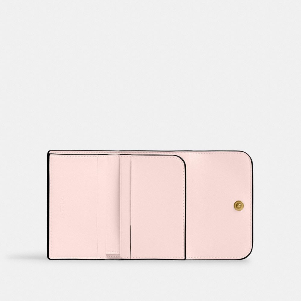 COACH®,Essential Card Holder Wallet,Calfskin Leather,Card Case,Metal,Logo,Casual,Pink,Inside View,Top View