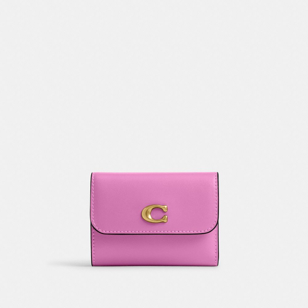 COACH®,Essential Card Holder Wallet,Calfskin Leather,Card Case,Logo,Metal,Casual,Pink,Front View image number 0