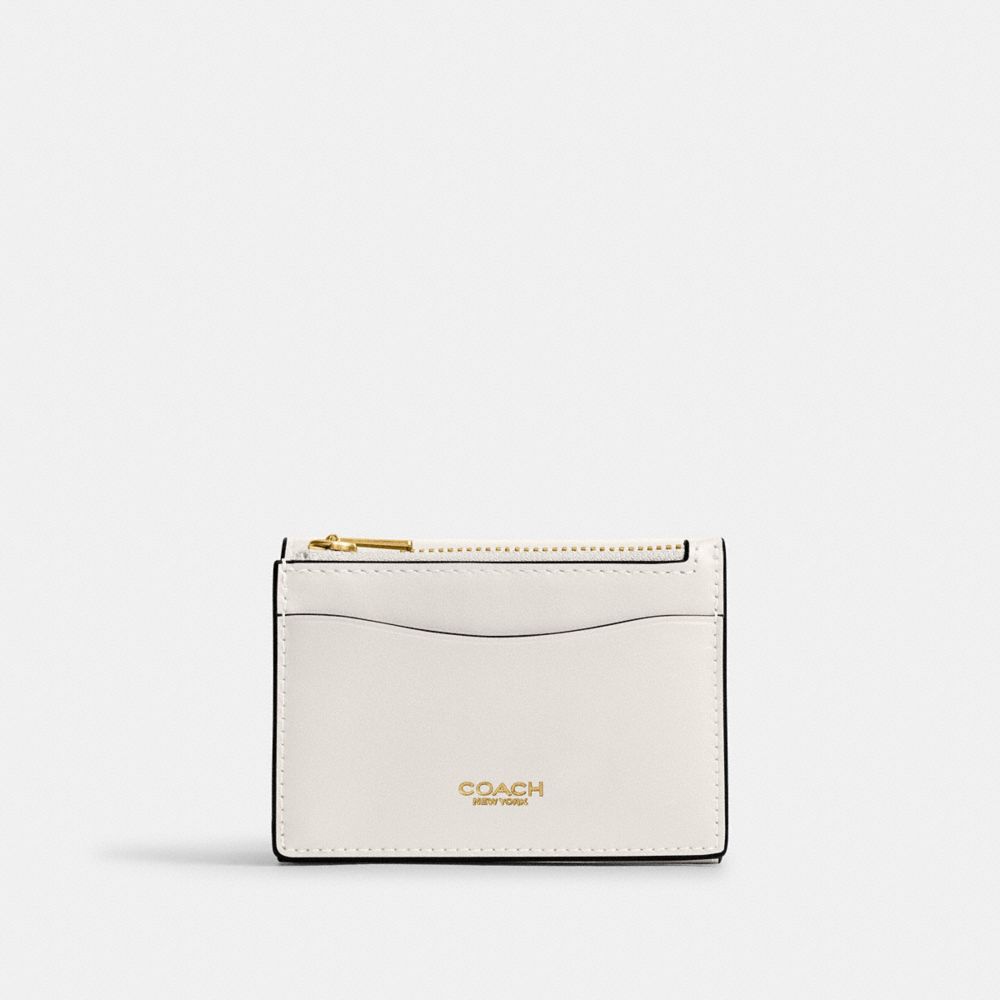 COACH®,Essential Card Holder Wallet,Calfskin Leather,Card Case,Metal,Logo,Casual,White,Back View