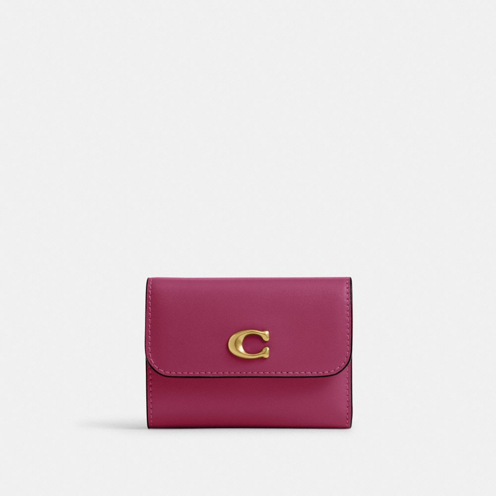 Coach Essential Card Holder Wallet In Brass/pink
