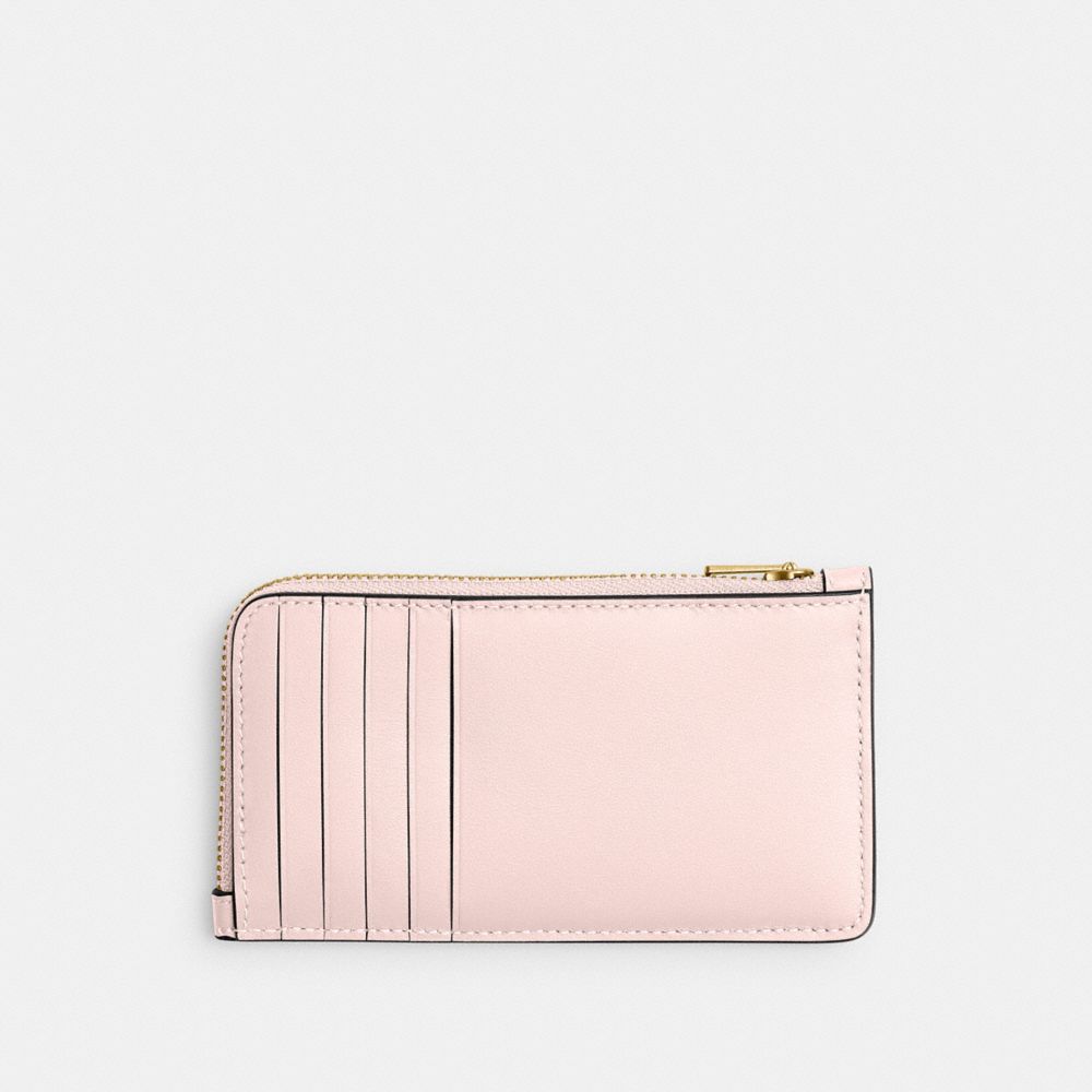 COACH®,PORTE-CARTES ZIPPÉ NEW YORK,Cuir lisse,Laiton/Rose fard,Back View