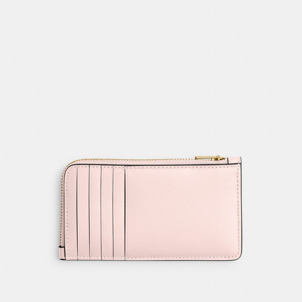 COACH®,New York Zip Card Case,Calfskin Leather,Card Case,Logo,Word Embellishment,Casual,Pink,Back View