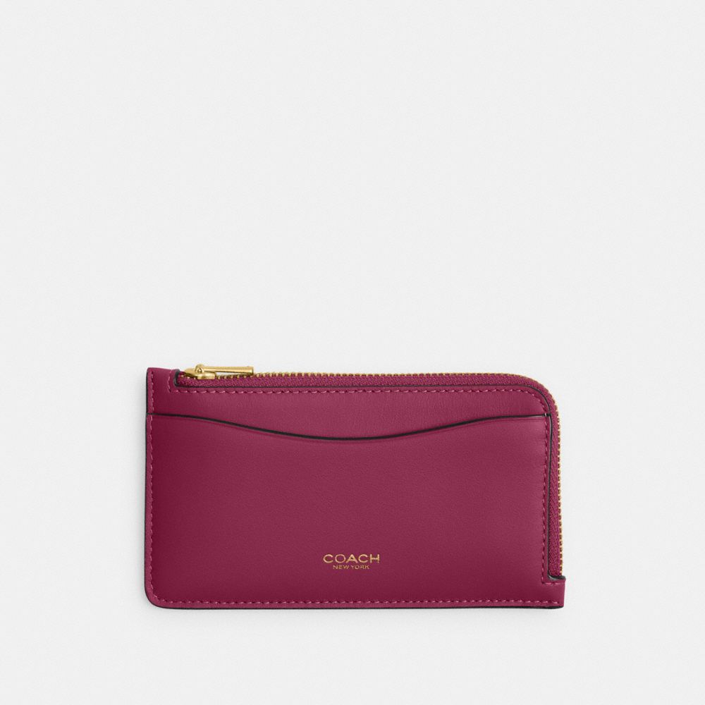 Coach New York Zip Card Case In Brass/pink