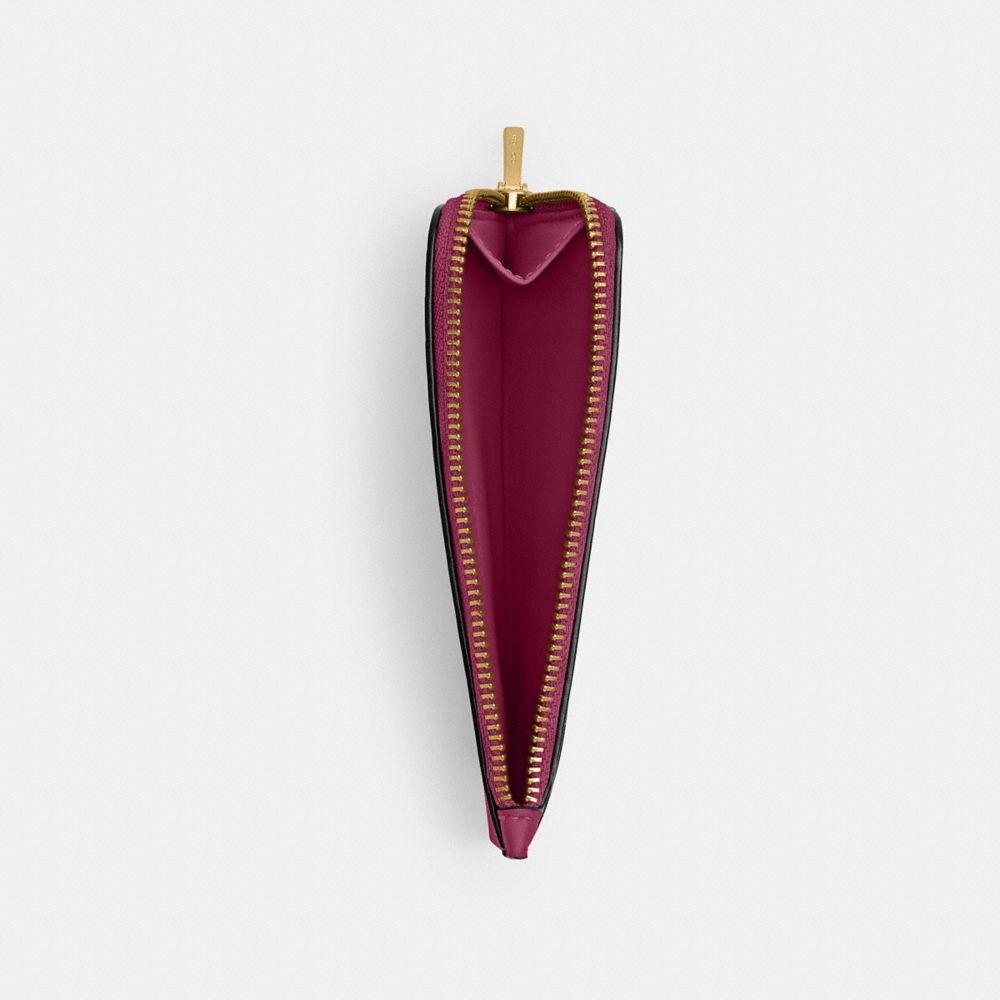 Coach New York Zip Card Case In Brass/pink