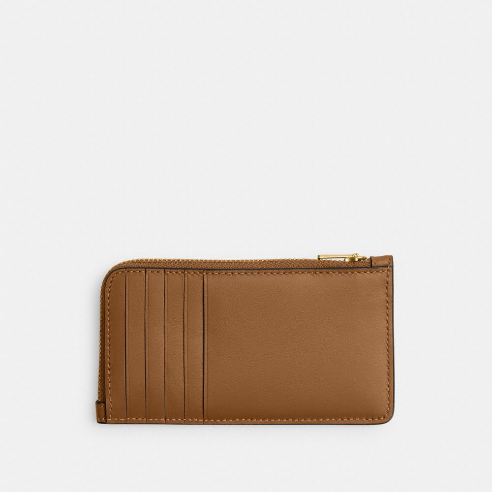 Coach New York Zip Card Case In Brass/honey Brown