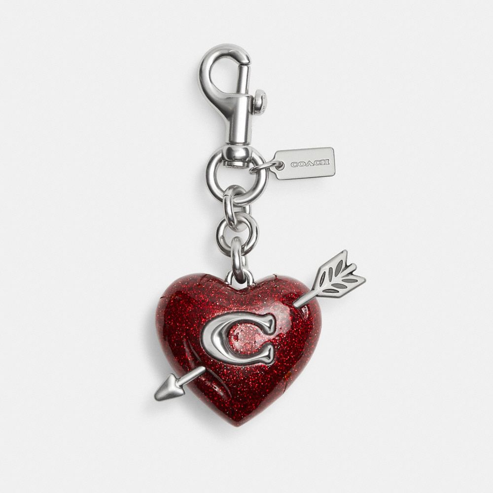 COACH®,Heart With Arrow Bag Charm,,Front View