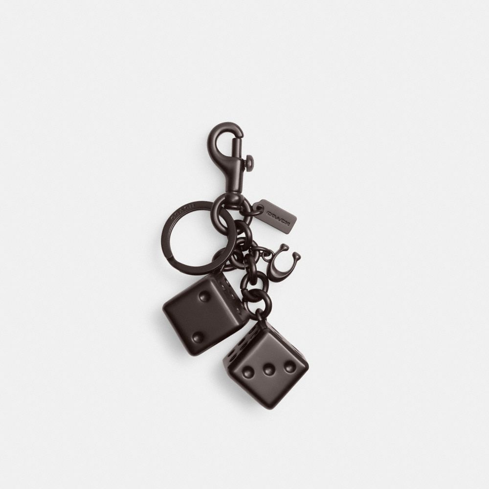 COACH®,Dice Bag Charm,Bag Charm,3D Embellishment,Logo,Embossed,Key Ring,Casual,Brown,Front View image number 0