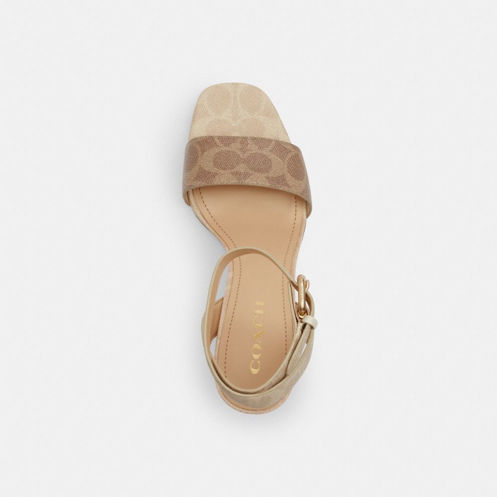 COACH®,Shelby Sandal In Signature Canvas,Rubber,Canvas,Sandals,Day Party,Beige,Inside View,Top View