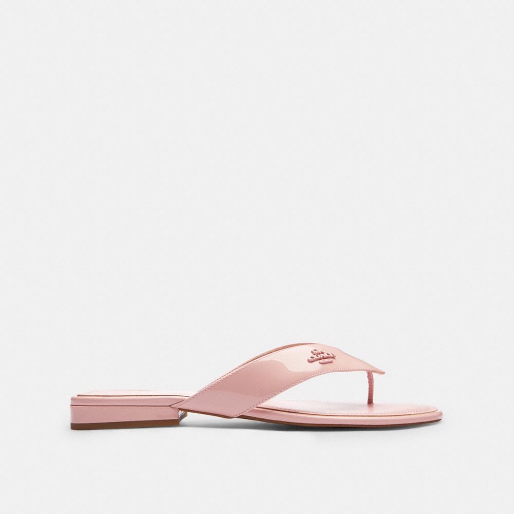 COACH®,Bridgette Sandal,Rubber,Flip Flops,Metal,Logo,Casual,Pool,,Angle View