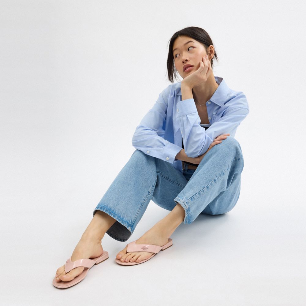 COACH®,Bridgette Sandal,Rubber,Flip Flops,Metal,Logo,Casual,Pool,,Detail View