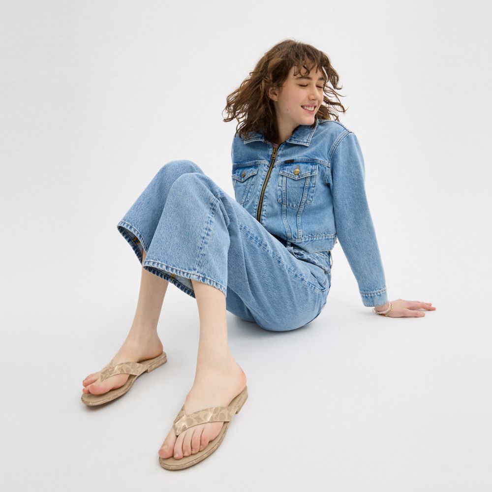 COACH®,Bridgette Sandal In Signature Canvas,Beige,Detail View