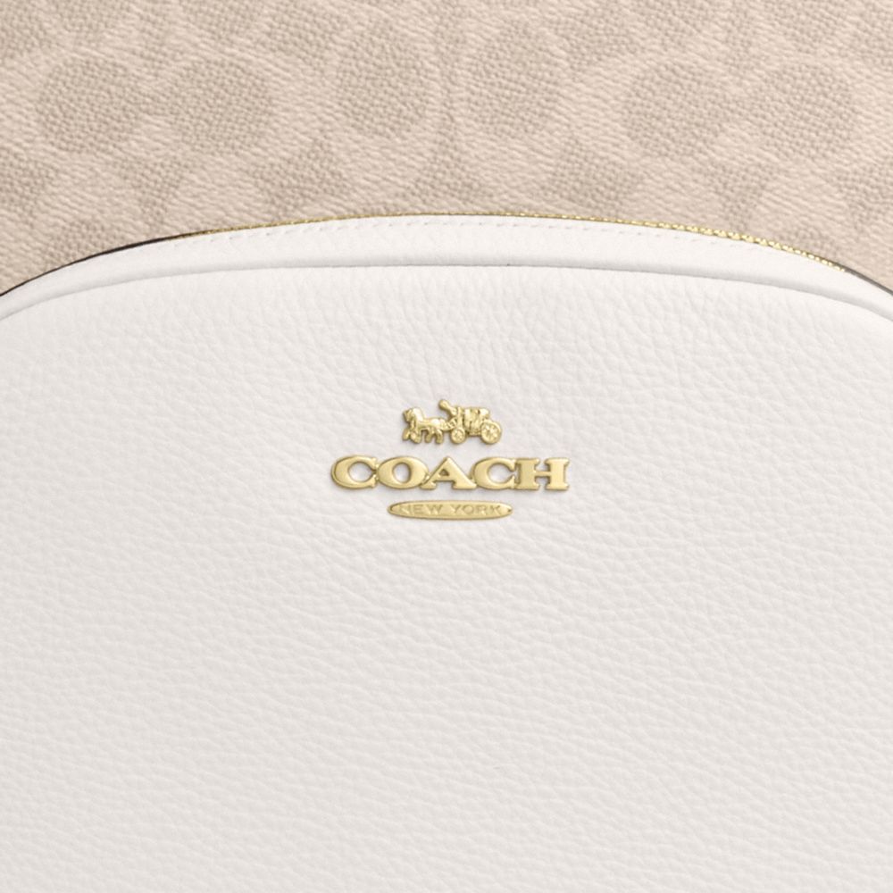 COACH®,Large Court Backpack In Signature Canvas,Leather,Canvas,Backpack,Color Block,Adjustable,Casual,Multi Color,Closer View