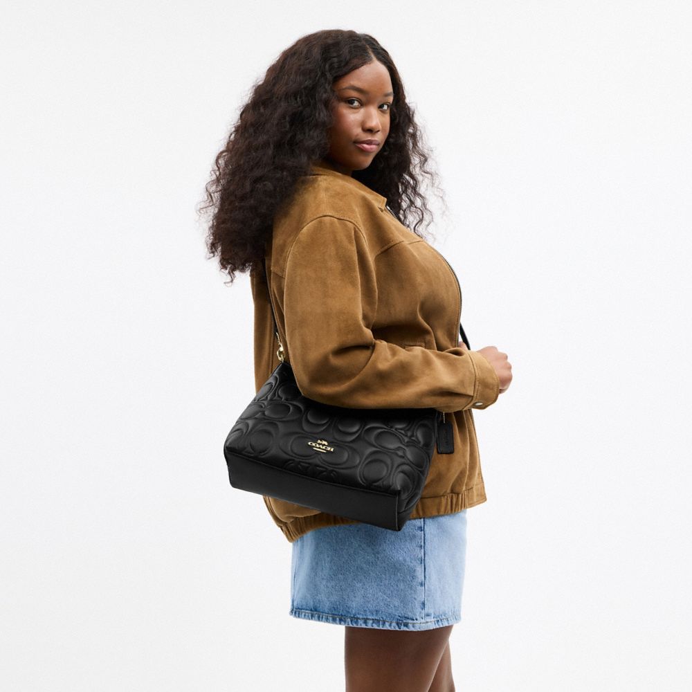 COACH®,Laurel Shoulder Bag In Signature Leather,Leather,Shoulder Bag,Casual,Black