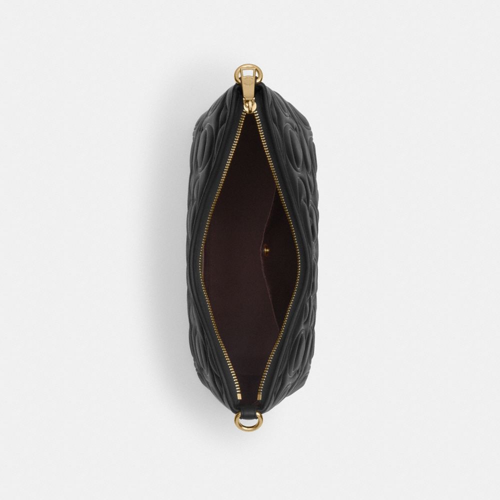 COACH®,Laurel Shoulder Bag In Signature Leather,Leather,Shoulder Bag,Casual,Black,Inside View,Top View