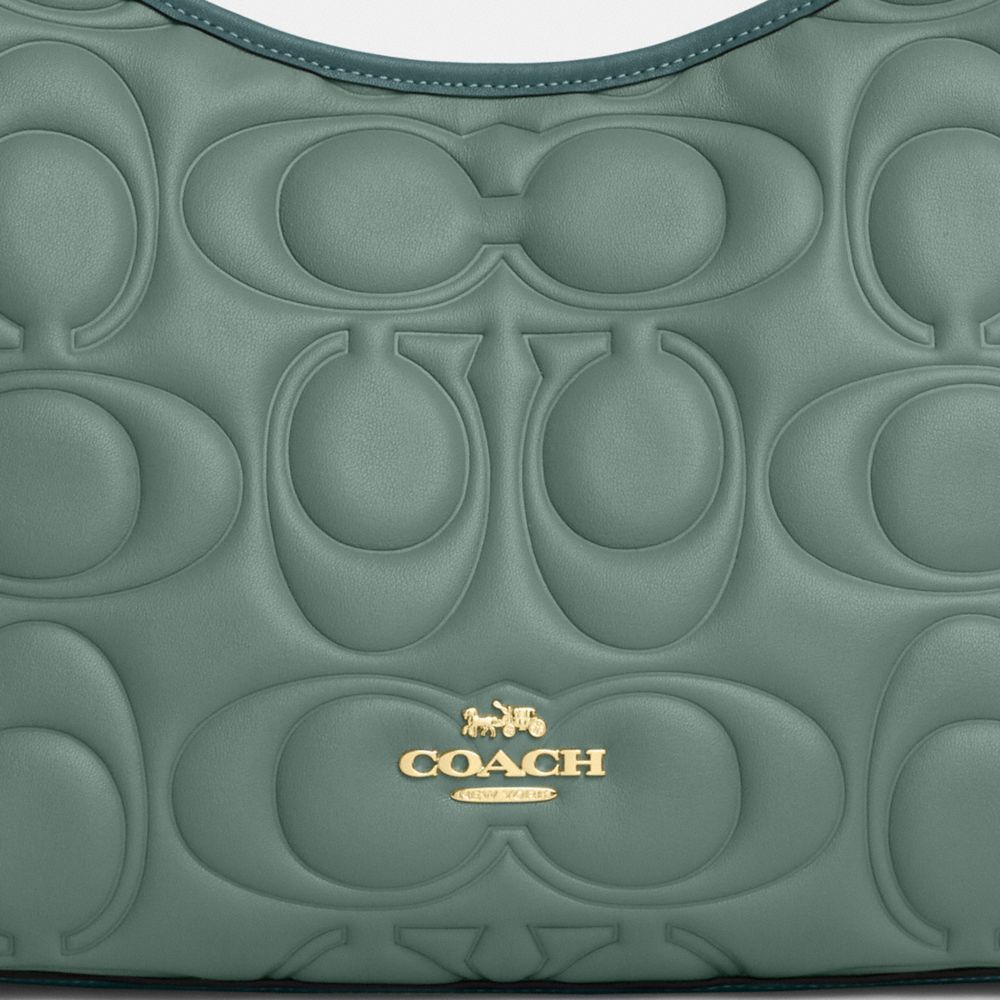 COACH®,Laurel Shoulder Bag In Blocked Signature Leather,Leather,Shoulder Bag,Piping,Casual,Teal